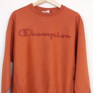 Vintage Logo Champion Cropped Reverse Weave Sweatshirt Burnt Orange
